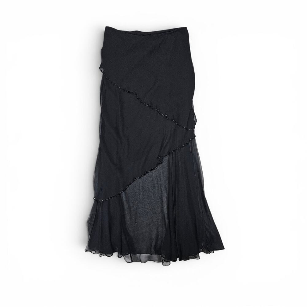 Vintage Cache Silk Maxi Skirt Whimsigoth Beaded - Medium